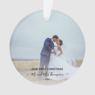 Onze eerste kerstvrouw trouwde Mr. Mrs. Foto Elega Ornament