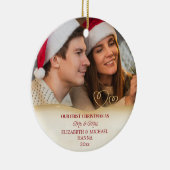 Onze eerste kerstvrouw trouwde Mr & Mrs. Keramisch Ornament (Rechts)