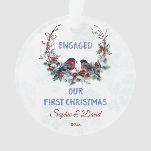 Onze eerste kerstwinter met bullfinches ornament (voorkant)