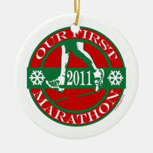 Onze eerste marathon keramisch ornament