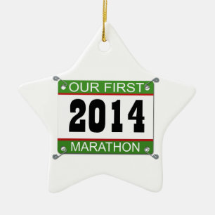 Onze eerste marathonversiering - 2014 keramisch ornament