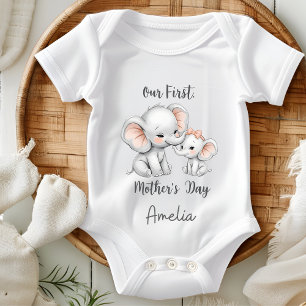 Onze eerste Moederdag baby bodytje Cute Olifant Romper
