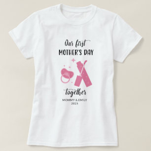 Onze eerste moederdag bijpassende nieuwe moeder t-shirt