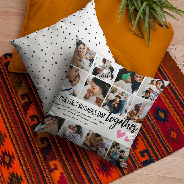 Onze eerste Moederdag samen! Fotocollage Kussen (Creator heeft geüpload)
