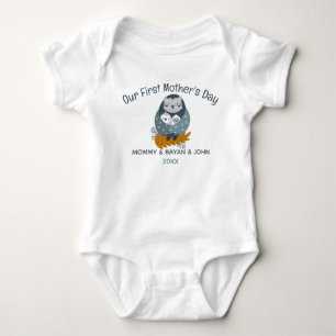 Onze Eerste Moederdag Twins, Baby Uil aangepaste n Romper