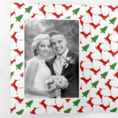 Onze eerste Noël herten boom pasgetrouwden kerst f Drieluik Wenskaart (Binnenzijde eerst)