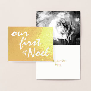 Onze eerste Noel - holly berry kerstgoud Folie Kaarten