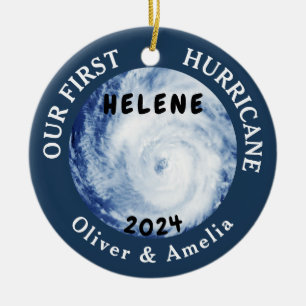 Onze eerste orkaan Helene Naam aangepast paar Keramisch Ornament