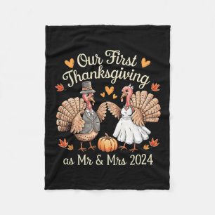 Onze eerste Thanksgiving als de heer en mevrouw Pa Fleece Deken