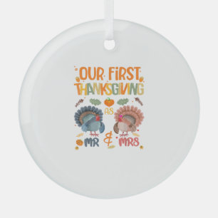 Onze eerste Thanksgiving, de heer en mevrouw Coupl Glas Ornament