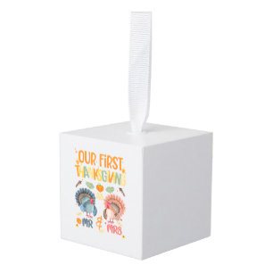 Onze eerste Thanksgiving, de heer en mevrouw Coupl Kubus Ornament