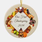 Onze eerste Thanksgiving kalkoendieren Keramisch Ornament (Voorkant)