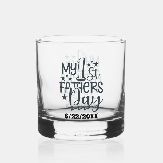 Onze eerste Vaderdag datum toevoegen Whisky Glas (Achterkant)