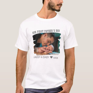 Onze eerste vaderdag nieuwe vader en Baby foto  T-shirt