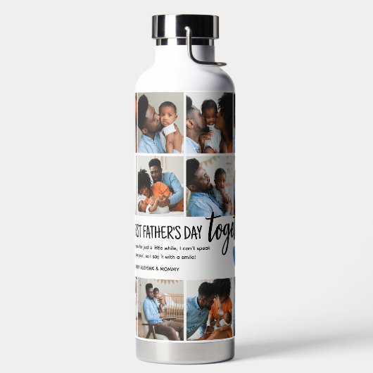 Onze eerste Vaderdag samen! Fotocollage Waterfles (Links)