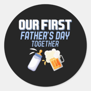 Onze eerste Vaderdag samen met bier en melkkussens Ronde Sticker