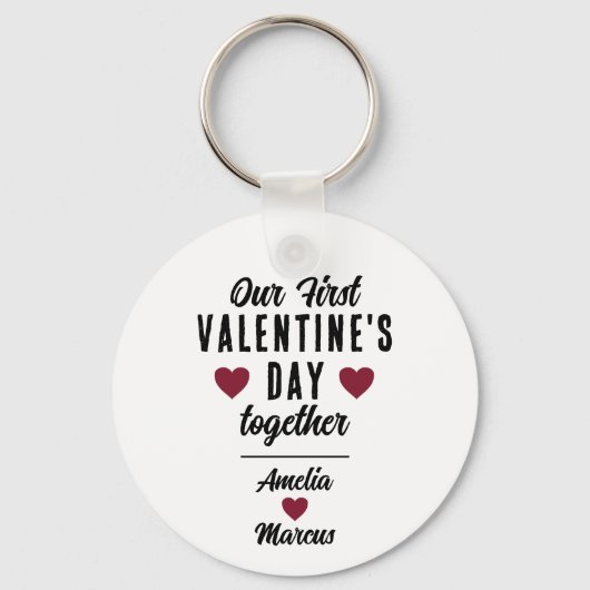 Onze eerste Valentijnsdag in combinatie met hartst Sleutelhanger (Voorkant)