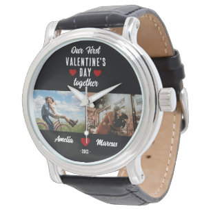 Onze eerste Valentijnsdag samen 2 foto's zwart Horloge