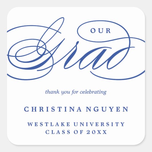 ONZE ELEGANTE SCRIPT GRAD | BEDANKT STICKER (Voorkant)