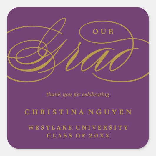ONZE ELEGANTE SCRIPT GRAD | BEDANKT STICKER (Voorkant)