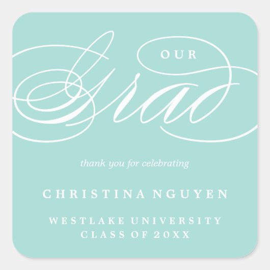 ONZE ELEGANTE SCRIPT GRAD | BEDANKT STICKER (Voorkant)