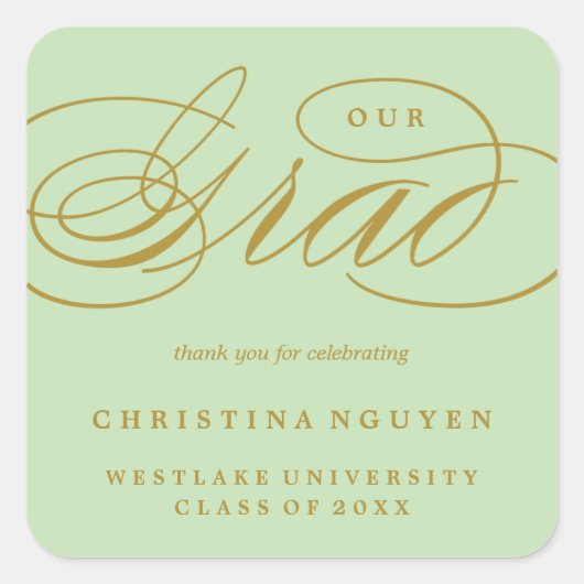 ONZE ELEGANTE SCRIPT GRAD | BEDANKT STICKER (Voorkant)