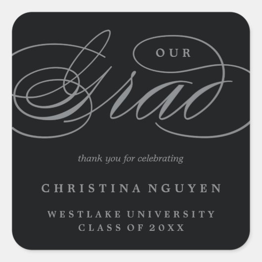 ONZE ELEGANTE SCRIPT GRAD | BEDANKT STICKER (Voorkant)