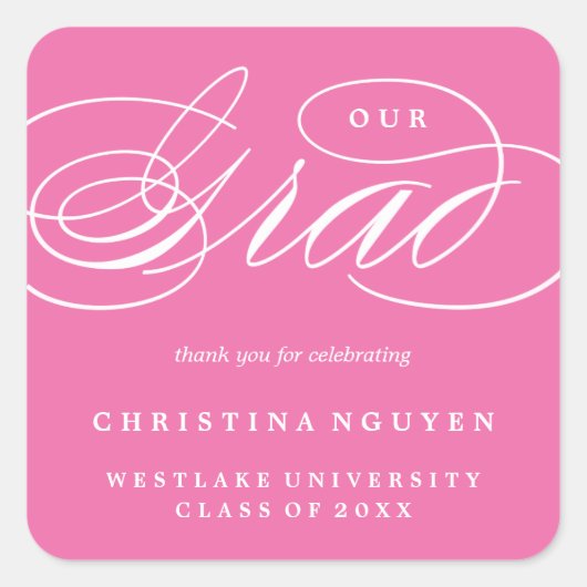 ONZE ELEGANTE SCRIPT GRAD | BEDANKT STICKER (Voorkant)