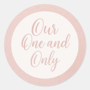 Onze Enige Roos Gouden Glitter Huwelijk Ronde Sticker