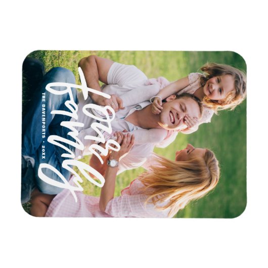 Onze familie handgeschreven script magneet (Horizontaal)