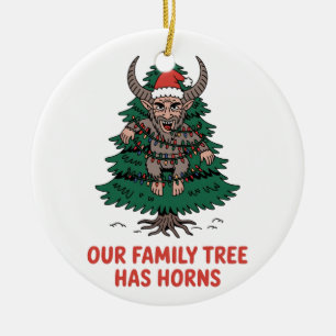 Onze familiestamboom heeft hoorns Grappige Krampus Keramisch Ornament