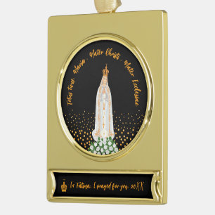 Onze Fatima Processie van kaarsen Verguld Banner Ornament