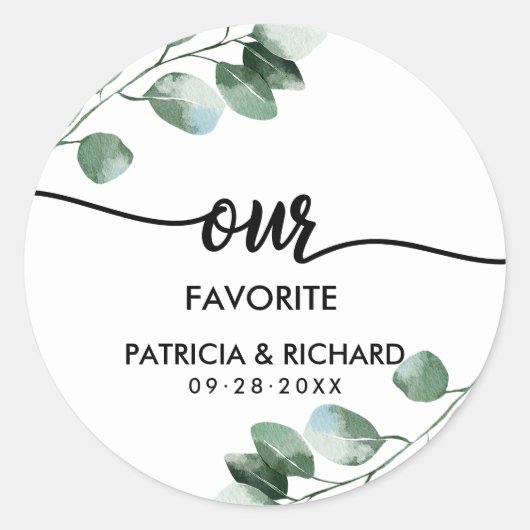 Onze favoriete groene bruiloft ronde sticker (Voorkant)