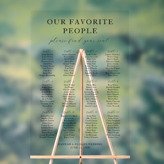 Onze favoriete mensen Acryl Trouwstoel Grafiek Acryl Bord (Neutraal)