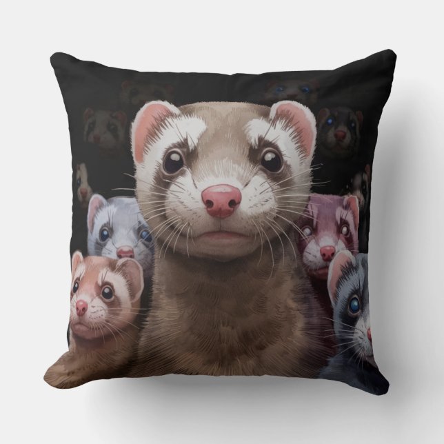 Onze Ferrets stoïques Grand Oreiller (Recto)