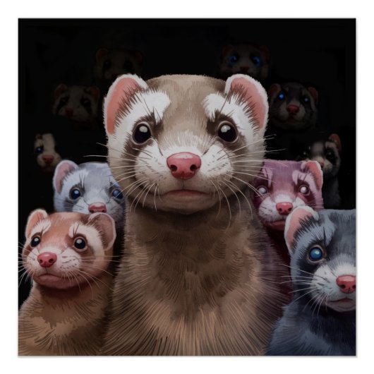 Onze Ferrets stoïques Poster Wall Art (Devant)