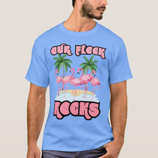 Onze Flock Rocks Flamingo's Matching Family Group T-shirt (Voorkant)