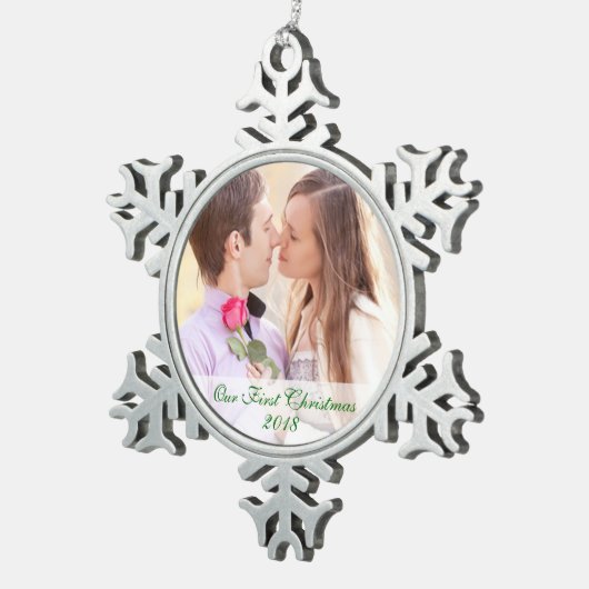 Onze foto Eerste Kerstmis Sneeuwvlok Ornament (Rechts)