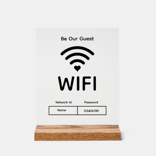 Onze gast wifi wachtwoord acryl teken acryl bord (Voorkant)