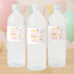 Onze Gekke gans draait er één om Kleurrijk Waterfles Etiket