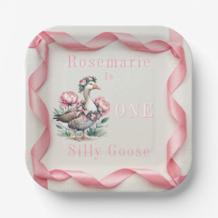 Onze Gekke Gans is Turn One Birthday Papieren Bordje