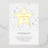 Onze glanzende ster verjaardag - Goud Folie Uitnodiging (Voorkant)