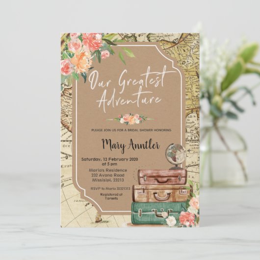 Onze Grootste Avontuur Bruids Douche Uitnodiging (Staand voorkant)