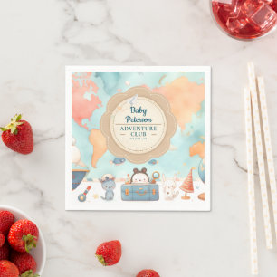 Onze Grootste Avontuur Vintage Blauwe Baby Shower Servet