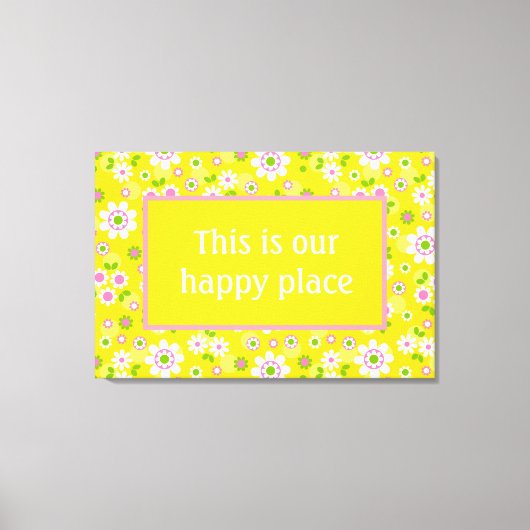 Onze Happy Place Retro Mod Flowers Canvas Afdruk (Voorkant)