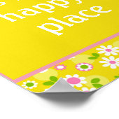 Onze Happy Place Retro Mod Flowers Poster (Hoek)