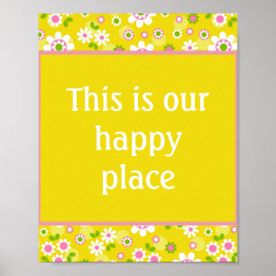Onze Happy Place Retro Mod Flowers Poster