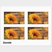 Onze herfst bruiloft Stickers rect, land zonnebloe (Vel)