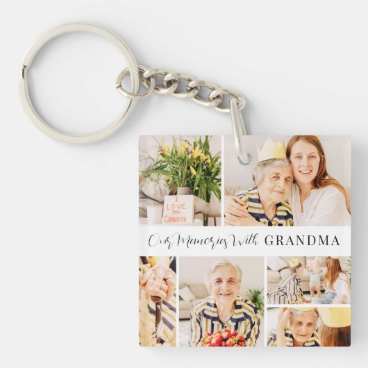 Onze herinneringen met oma Modern Foto Collage Sleutelhanger (Voorkant)