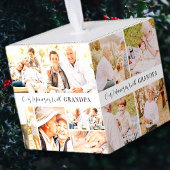 Onze herinneringen met opa Modern fotocollage Kubus Ornament